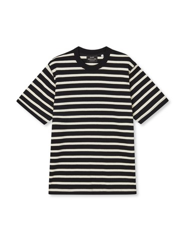 Cotton Jersey Stripe Frode t-skjorte black/vanilla ice