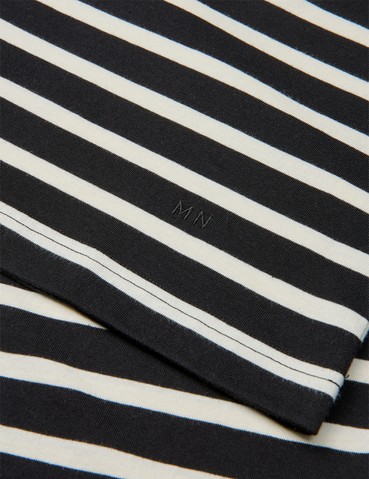 Cotton Jersey Stripe Frode t-skjorte black/vanilla ice - Bilde 2