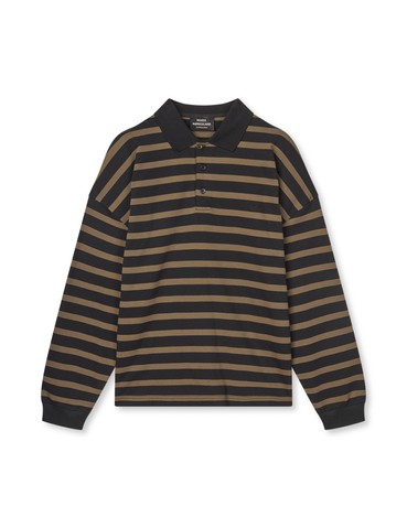 Light Terry polo sweat brun/sort st.
