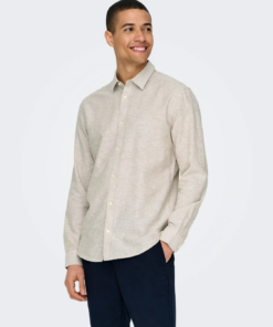 Caiden Life lin skjorte beige