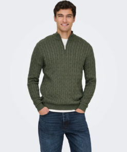 Loui 12 kabel halfzip grønn