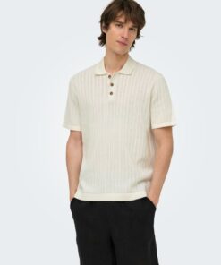 Moon polo knit egret