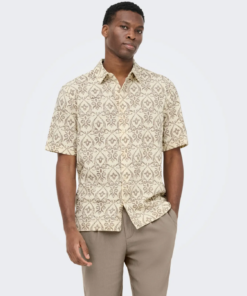 Sea Jacquard skjorte beige