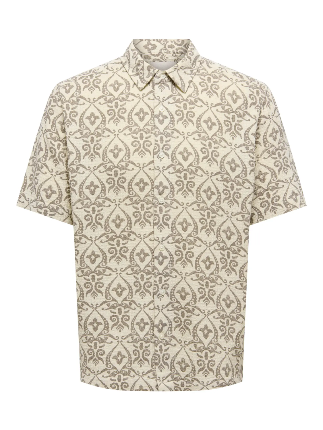 Sea Jacquard skjorte beige - Bilde 2