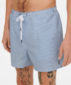 Ted stripete badeshorts blå