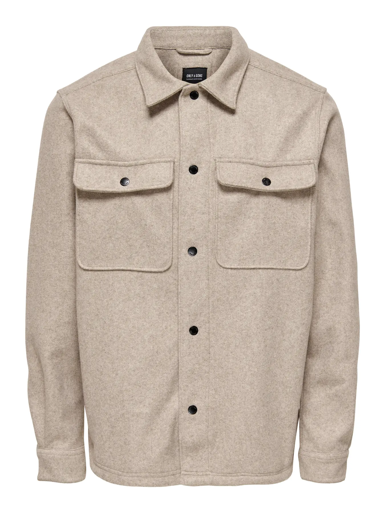 Ash woolen look overshirt beige - Bilde 2