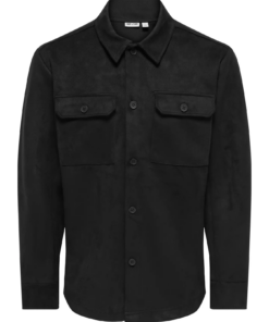Nate Kodyl Faux Suede overshirt svart