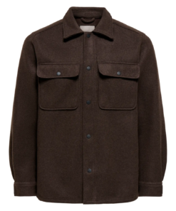 Ash woolen look overshirt brun