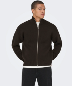 Blake High neck cardigan brun