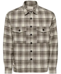 Eske rutete overshirt grå