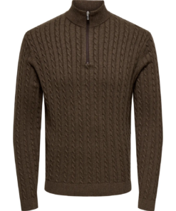 Loui 12 kabel halfzip brun